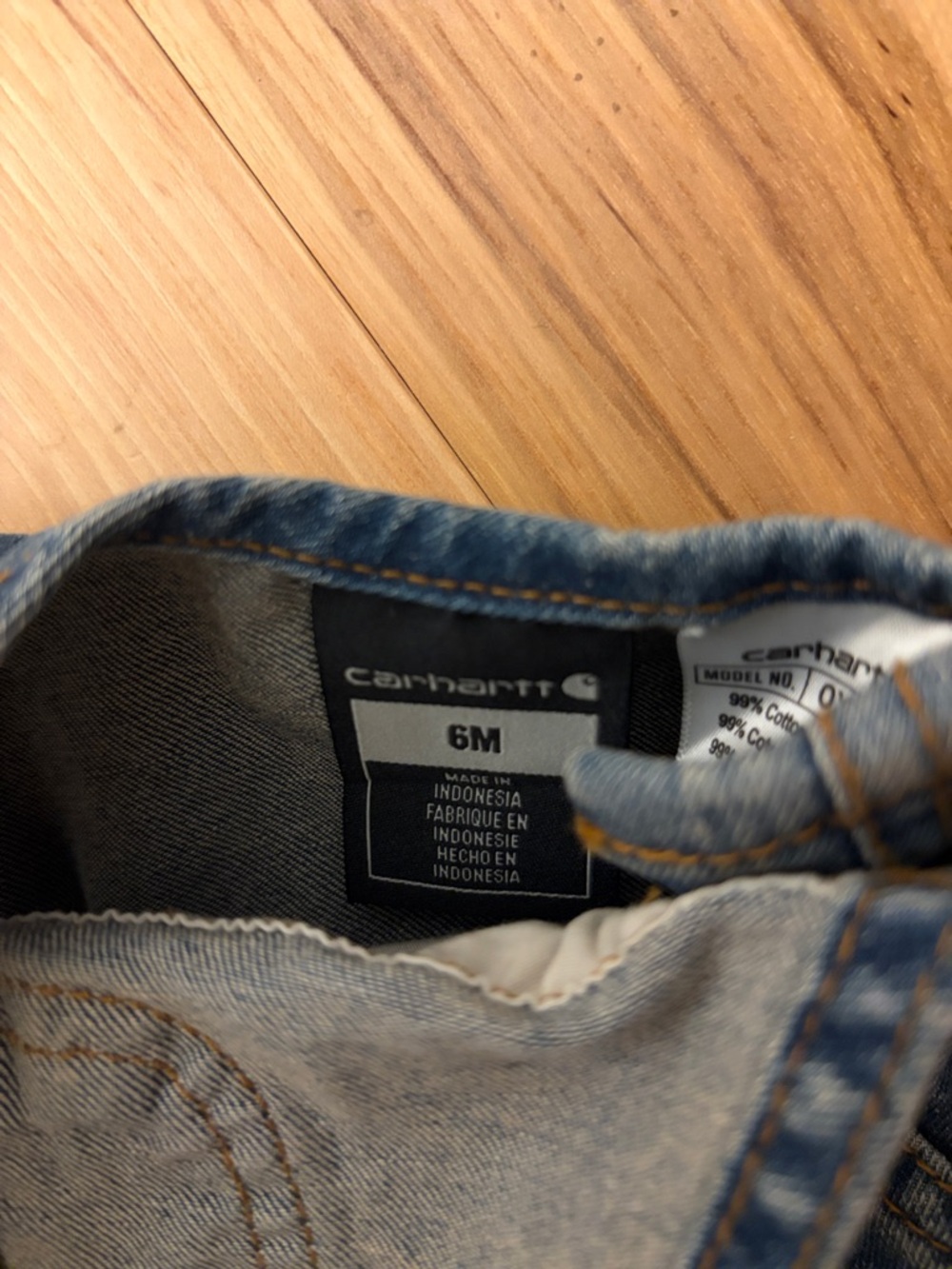 Carhartt Dark Blue Denim Bib Overalls - 6m - Picture 2 of 3